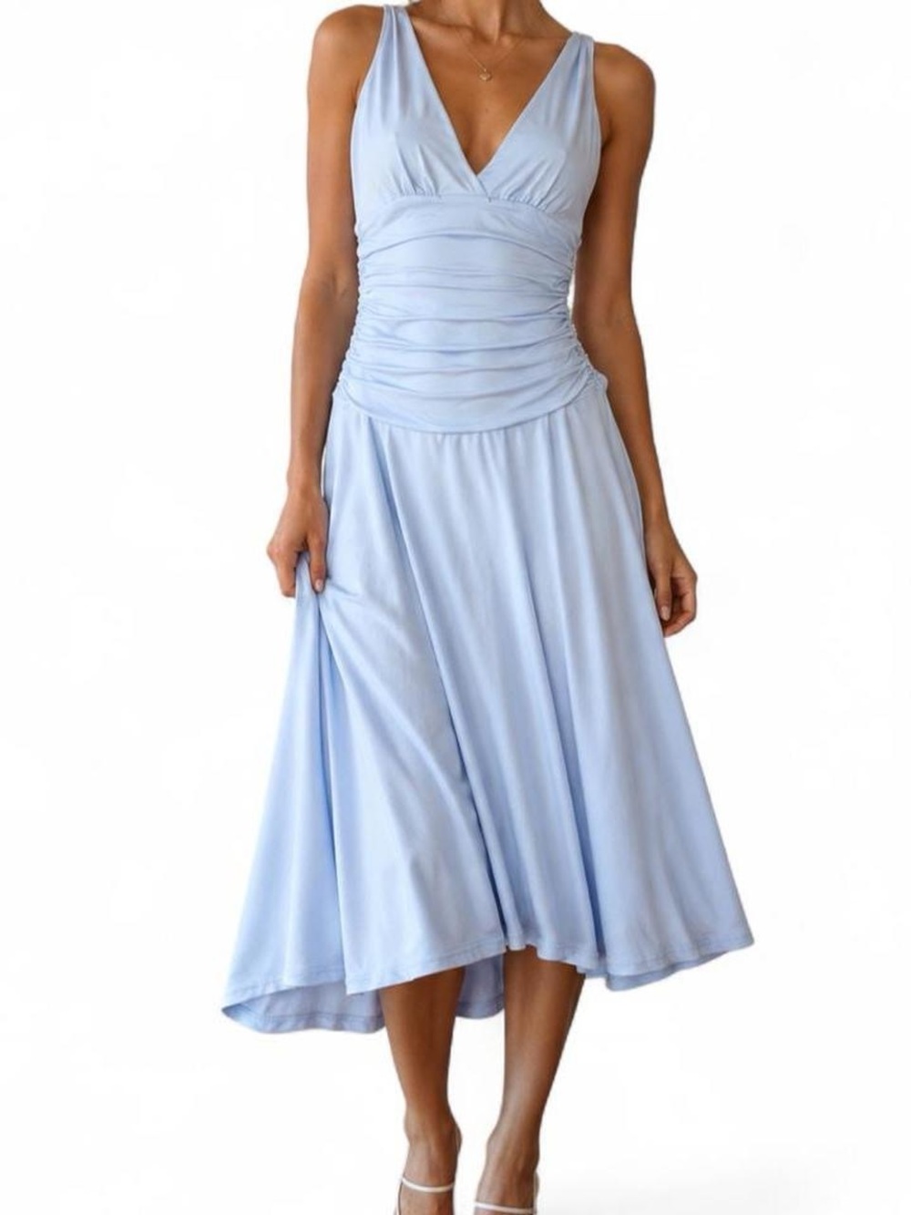Y2K Arden b drop waist baby blue midi dress